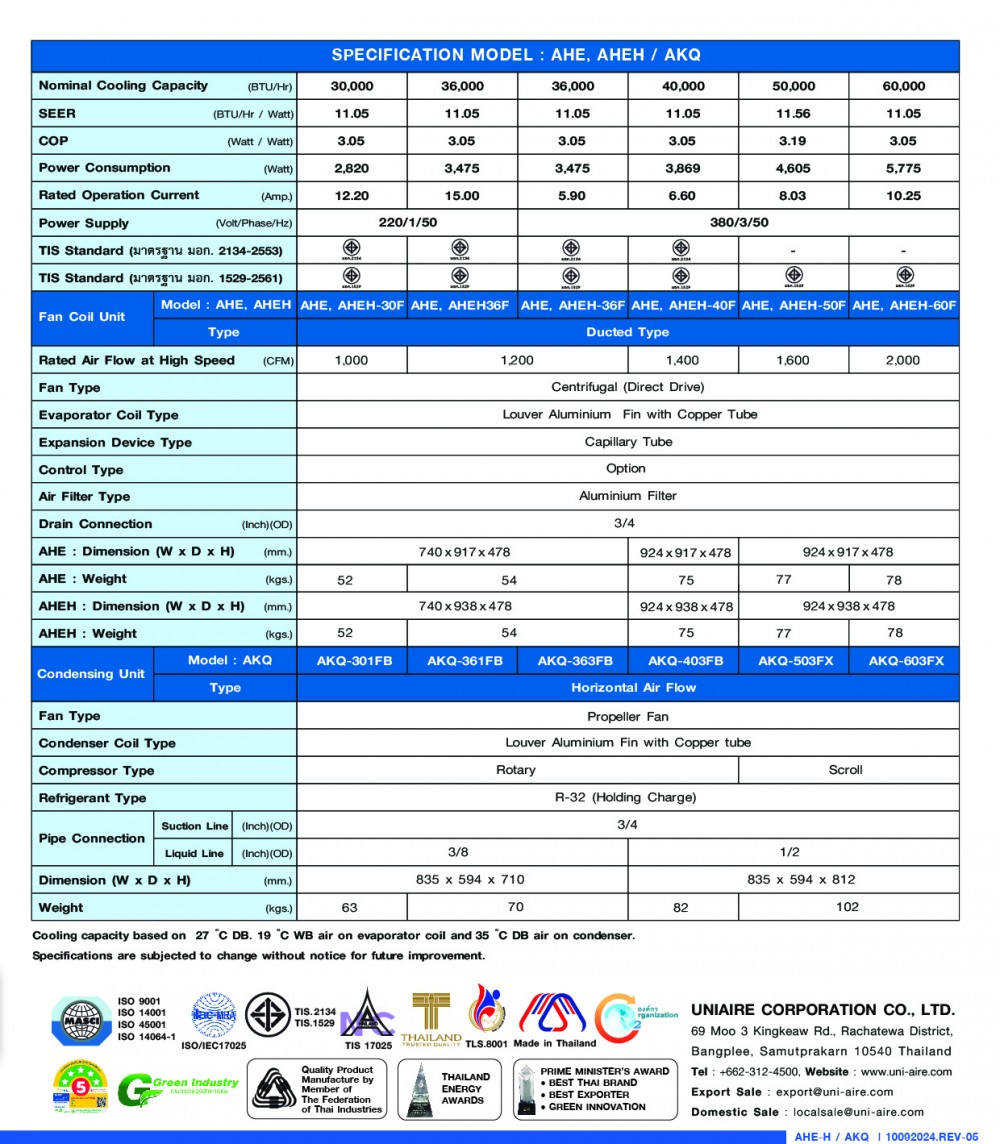specification model-ahe-h-akq-01